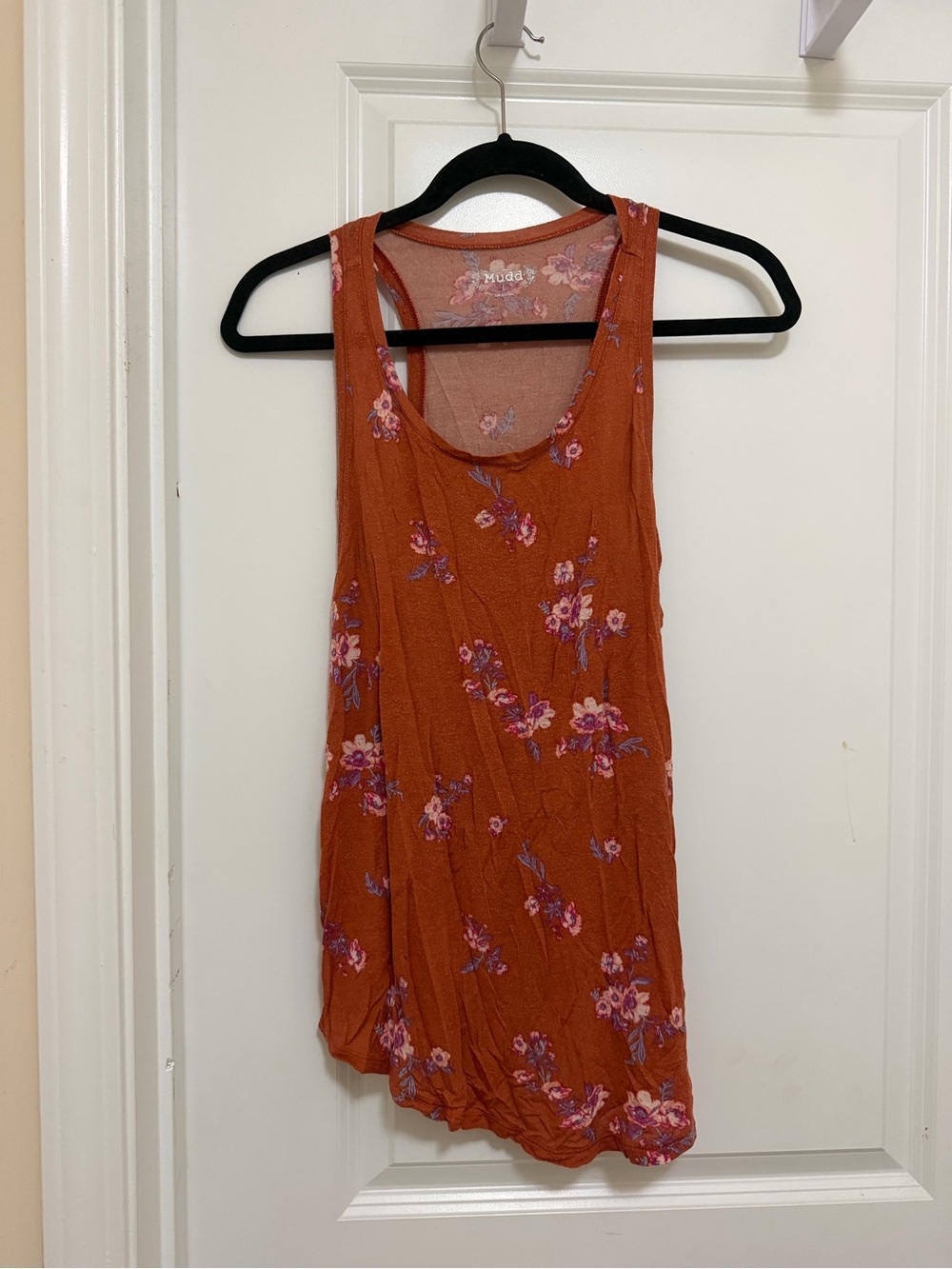 Rust Orange Floral Neck Tank